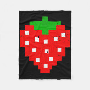 Funny Pixel Strawberry 80s Video Game Costume  Fleece Blanket