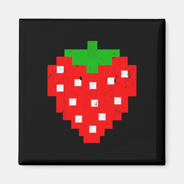 Funny Pixel Strawberry 80s Video Game Costume  Magnet (Front)