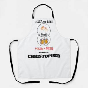Funny Pizza and Beer Venn Diagram Custom Name Apro Apron