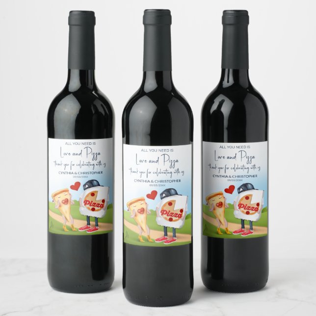 Funny Pizza Bridal Shower Wine Label (Bottles)