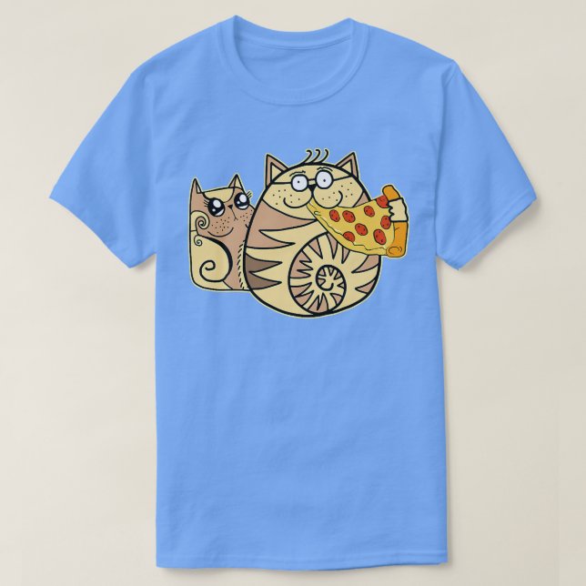 Funny Pizza Cat Eating Pizza  T-Shirt (Design Front)