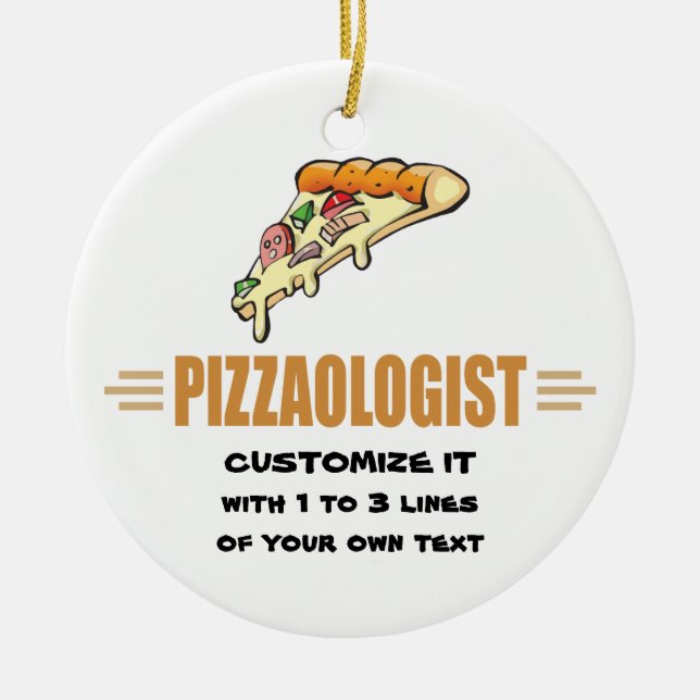 Funny Pizza Ceramic Tree Decoration (Front)