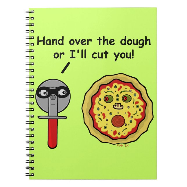 Funny Pizza Cutter Dough Pun Spiral Notebook (Front)