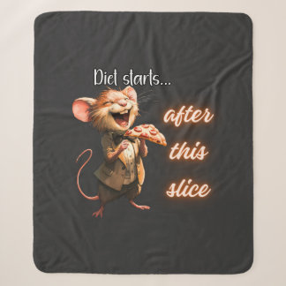 ✨Funny Pizza Diet Mouse Design Sherpa Blanket