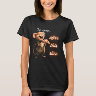 ✨Funny Pizza Diet Mouse Design T-Shirt