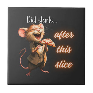 ✨Funny Pizza Diet Mouse Design Tile
