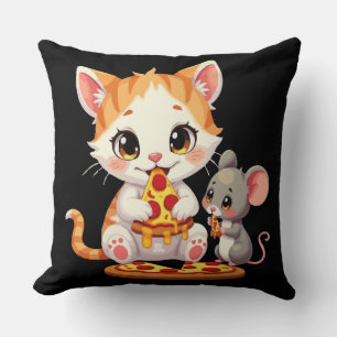 funny pizza eating cat pizza eating mouse cushion