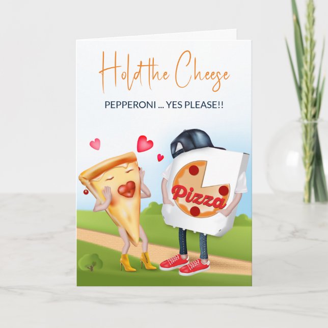 Funny Pizza Love Card (Front)