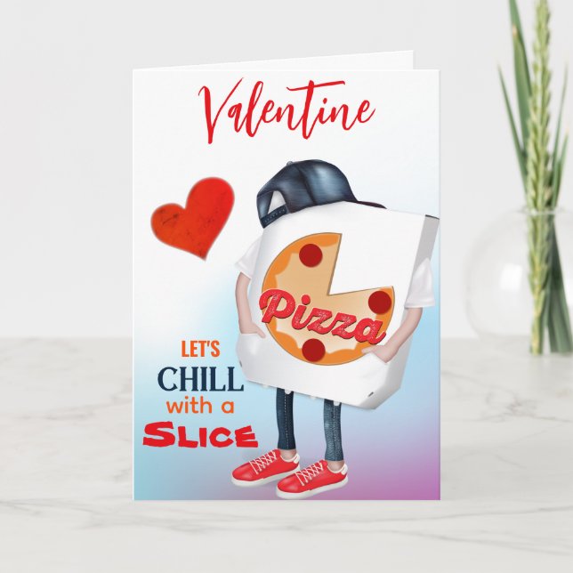 Funny Pizza Love Valentine Card (Front)