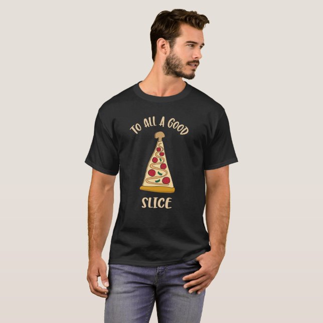 Funny Pizza Lover's Christmas Tree T-Shirt (Front Full)