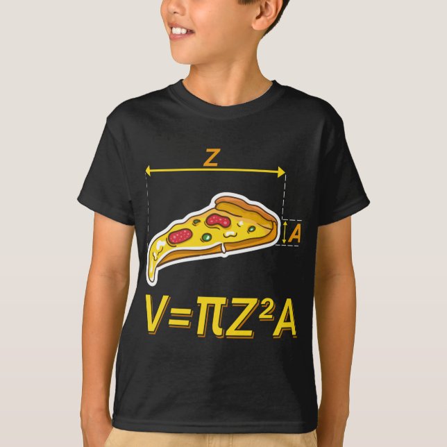 Funny Pizza Maths Nerds Design Volume Calculation T-Shirt (Front)