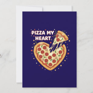 Funny Pizza My Heart Pun Cute Valentine's Foodie Thank You Card