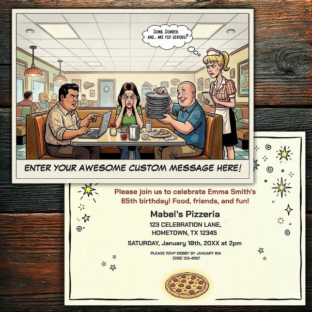 Funny Pizza Parlour Group Celebration Invitation (Creator Uploaded)