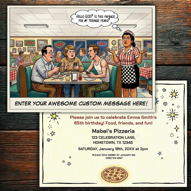 Funny Pizza Parlour Group Celebration Invitation (Creator Uploaded)