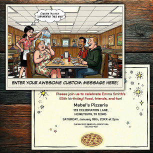 Funny Pizza Parlour Group Celebration Invitation