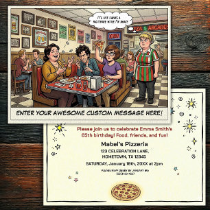 Funny Pizza Parlour Group Celebration Invitation