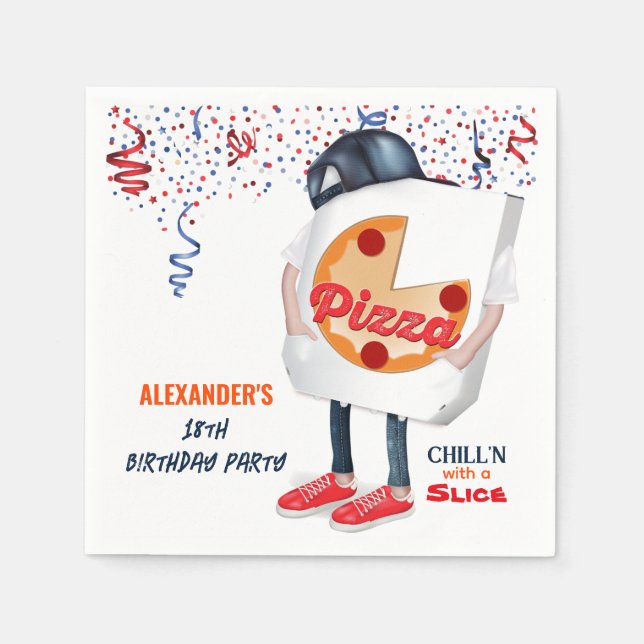 Funny Pizza Party Napkin (Front)