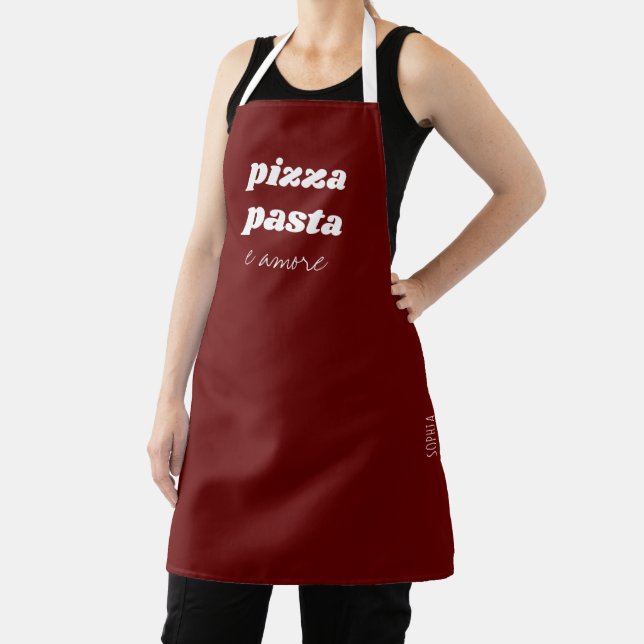 Funny Pizza Pasta Amore Name Red Italy Cooking Apron (Insitu)