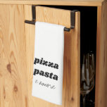 Funny Pizza Pasta Amore Name White Black Cooking Tea Towel<br><div class="desc">Funny Pizza Pasta E Amore Name White Black Cooking kitchen towel. All colours can be changed!</div>