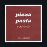 Funny Pizza Pasta Amore Red Italian Kitchen Napkin<br><div class="desc">Funny Pizza Pasta Amore Red Italian Kitchen Napkins for a Pasta Night,  Date Night or Italian Evening. Customise it with your text of choice or delete to leave space blank. All colours can be changed!</div>