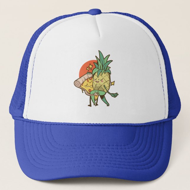 Funny Pizza Pineapple Tango Couple Teen Boy Girl Trucker Hat (Front)