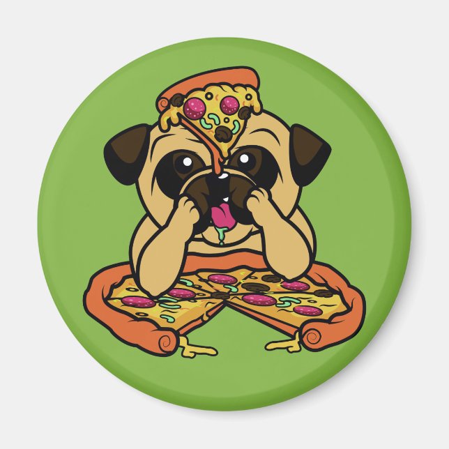Funny Pizza Pug magnet (Front)