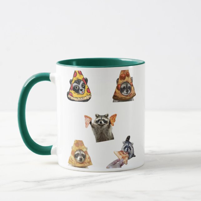Funny Pizza Racoon Set For Meme Lovers Mug (Left)