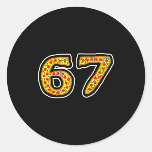 Funny pizza six seven 6 7 kids 6-7 gen alpha slang classic round sticker