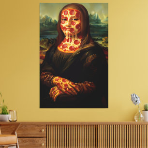 Funny Pizza Themed Art Parody Canvas Print