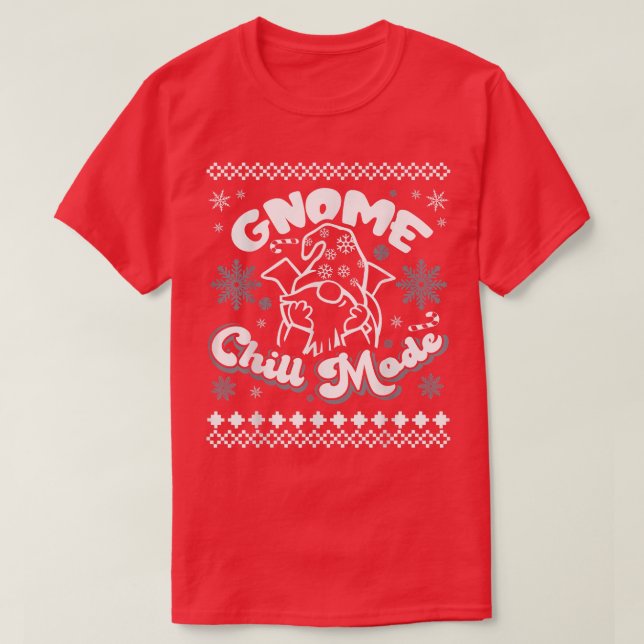 Funny PJ Snowflake Candy Cane Happy Lazy Gnome Chi T-Shirt (Design Front)