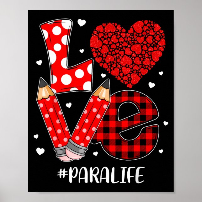 Funny Plaid Heart Love Para Life Valentine Day Chr Poster (Front)