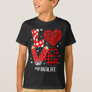 Funny Plaid Heart Love Para Life Valentine Day Chr T-Shirt
