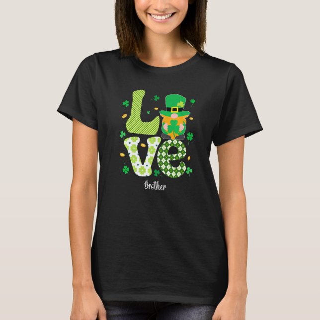Funny Plaid Shamrock Love Brother Shamrock St Patr T-Shirt (Front)