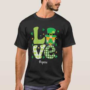 Funny Plaid Shamrock Love Pepaw Shamrock St Patric T-Shirt
