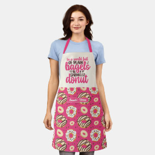 Funny Plain Bagels Sprinkled Doughnut Cute Pattern Apron