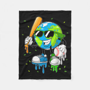 Funny planet drip basketball earth day men women fleece blanket