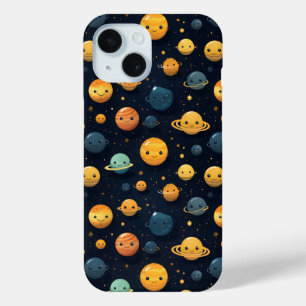 Funny Planets Space Pattern iPhone 15 Case