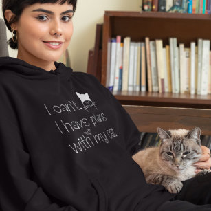 Funny Plans With My Cat Cute White Typography Hoodie