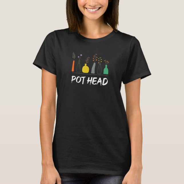 Funny Plant  And Gardener Pot Head Succulent T-Shirt (Front)