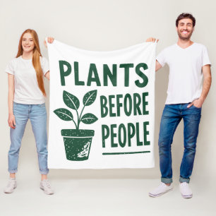 Funny Plants Before People Vintage Ink Stamp Art Fleece Blanket