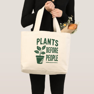 Funny Plants Before People Vintage Ink Stamp Art Large Tote Bag