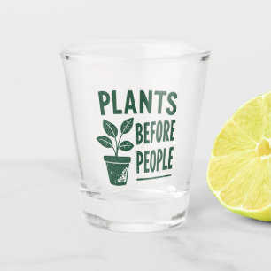 Funny Plants Before People Vintage Ink Stamp Art Shot Glass
