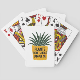 Funny Plants Don't Judge Vintage Ink Stamp Art Playing Cards