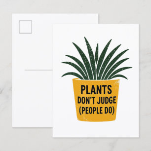 Funny Plants Don't Judge Vintage Ink Stamp Art Postcard