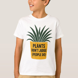 Funny Plants Don't Judge Vintage Ink Stamp Art T-Shirt