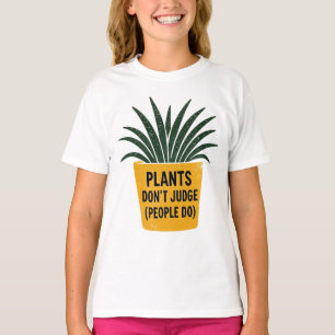 Funny Plants Don't Judge Vintage Ink Stamp Art T-Shirt