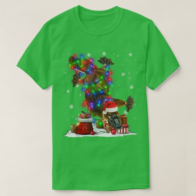 Funny Platypus Tree Christmas Lights Xmas Pajama M T-Shirt (Design Front)