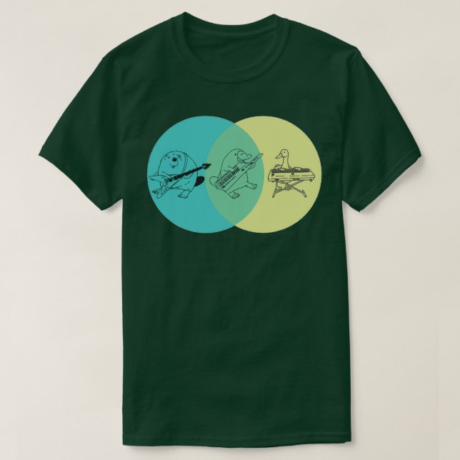 Funny platypus with keytar diagram T-Shirt (Design Front)