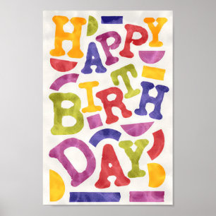 Funny, playful and colorful kids birthday poster