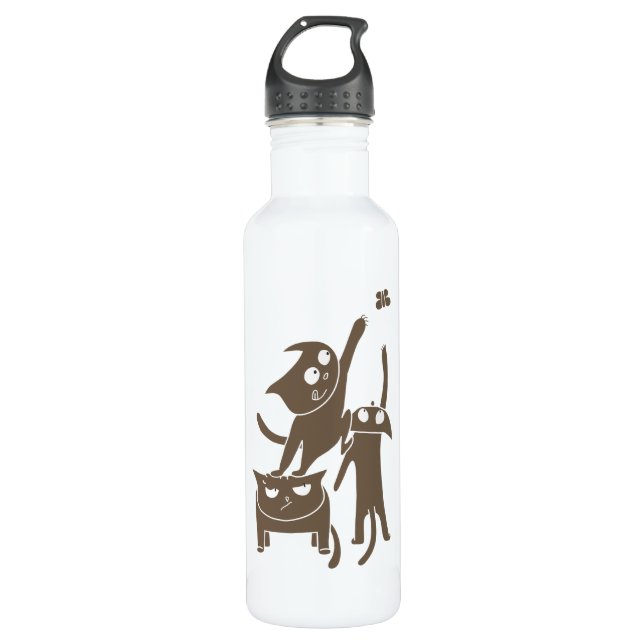 Funny Playful Cats 710 Ml Water Bottle (Front)